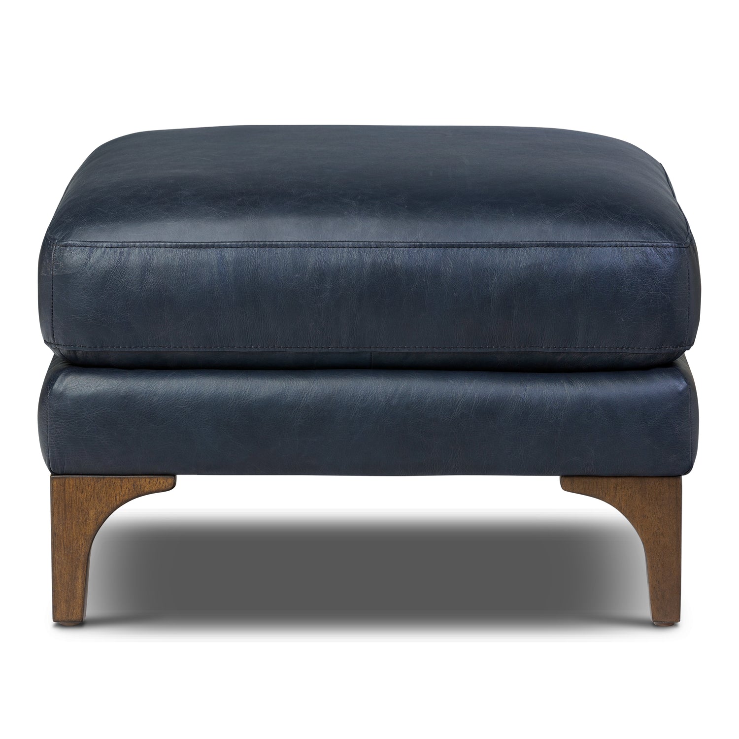 Sorrento Leather Ottoman | Nightfall Blue 