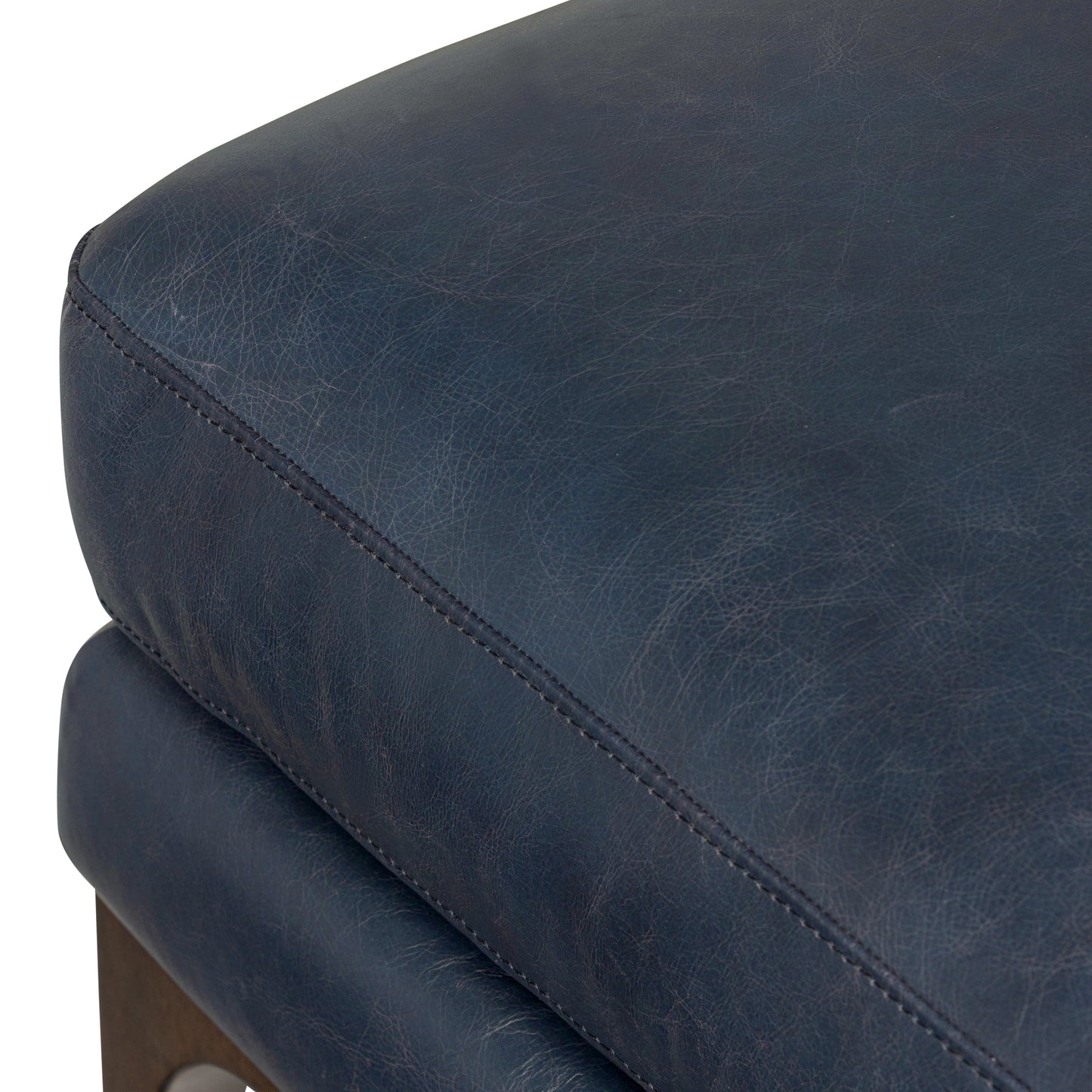 Sorrento Leather Ottoman | Nightfall Blue