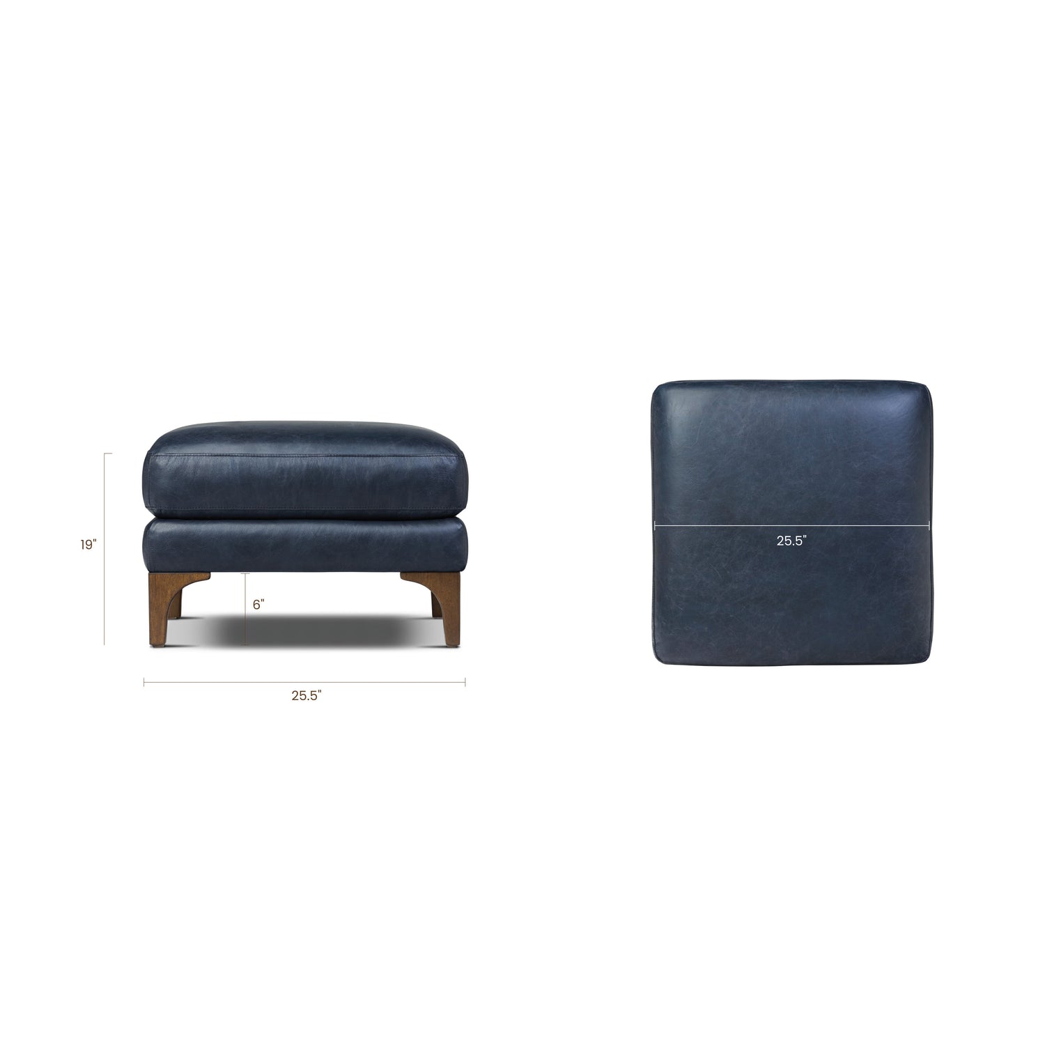 Sorrento Leather Ottoman | Nightfall Blue 
