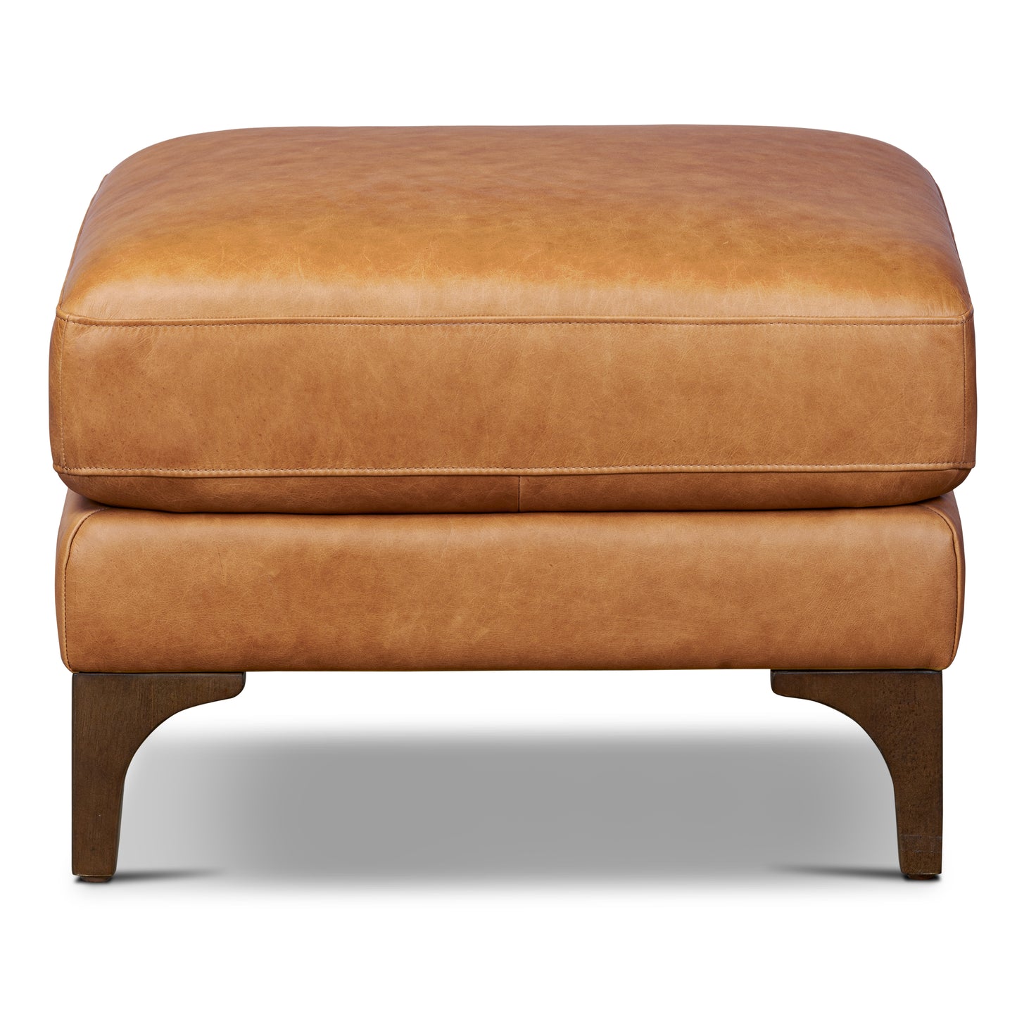 Sorrento Leather Ottoman | Cognac Tan