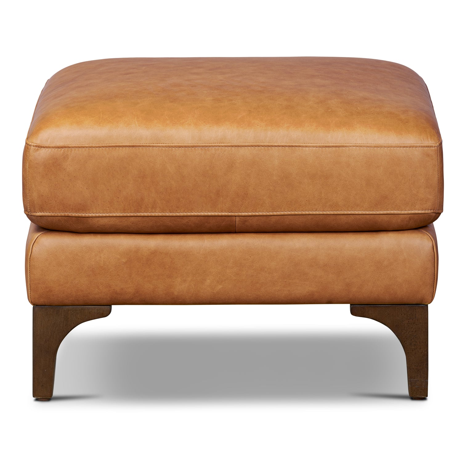 Sorrento Leather Ottoman | Cognac Tan 