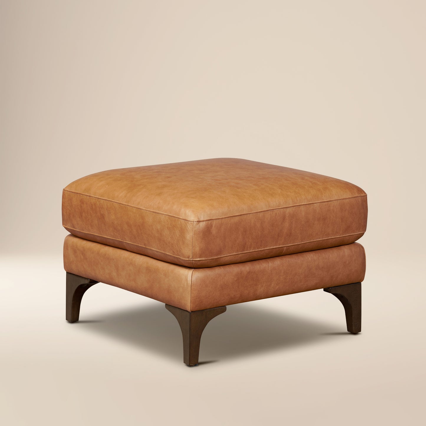Sorrento Leather Ottoman | Cognac Tan