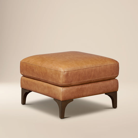 Sorrento Leather Ottoman | Cognac Tan