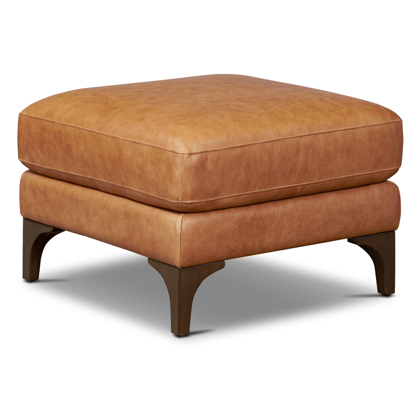 Sorrento Leather Ottoman | Cognac Tan