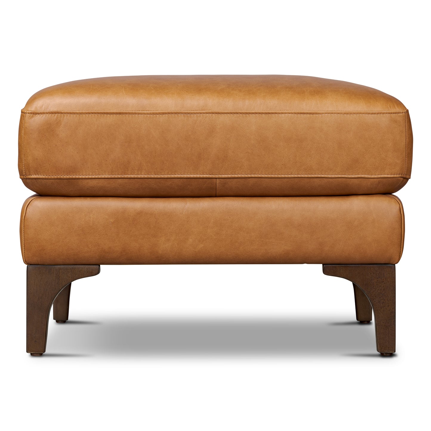 Sorrento Leather Ottoman | Cognac Tan