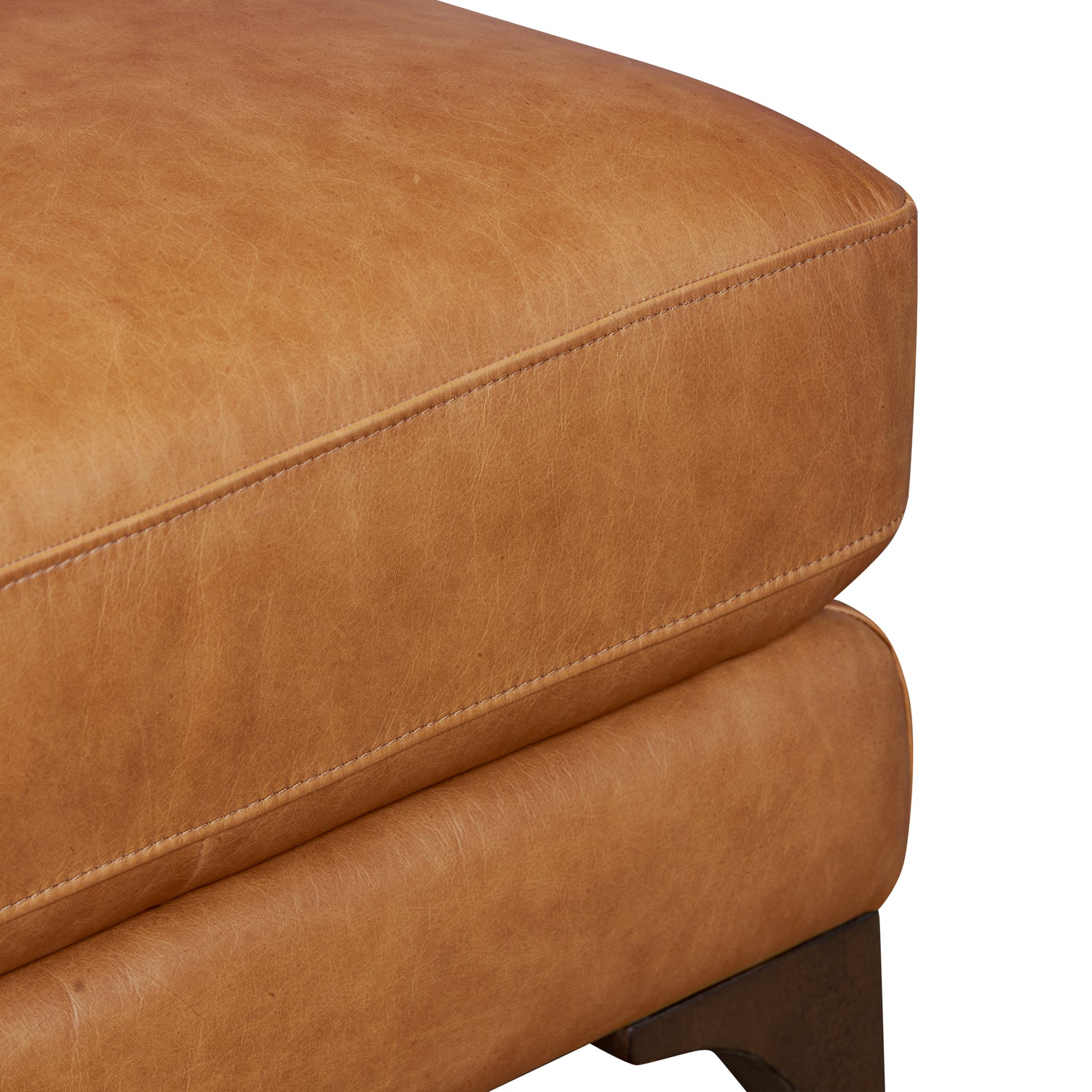 Sorrento Leather Ottoman | Cognac Tan 