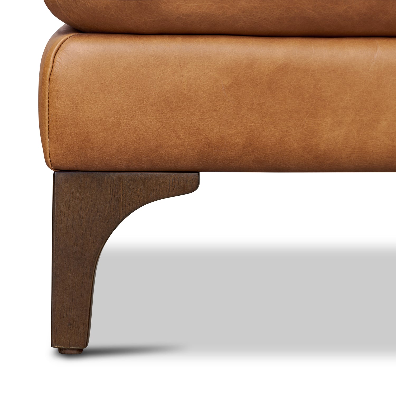 Sorrento Leather Ottoman | Cognac Tan 