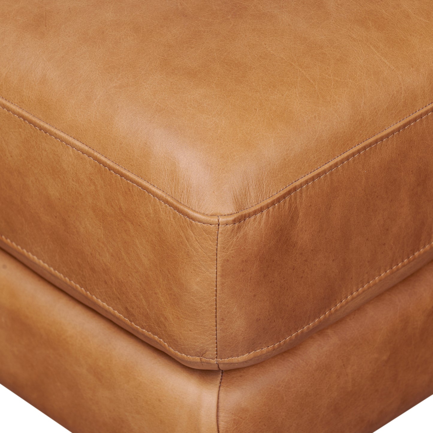 Sorrento Leather Ottoman | Cognac Tan