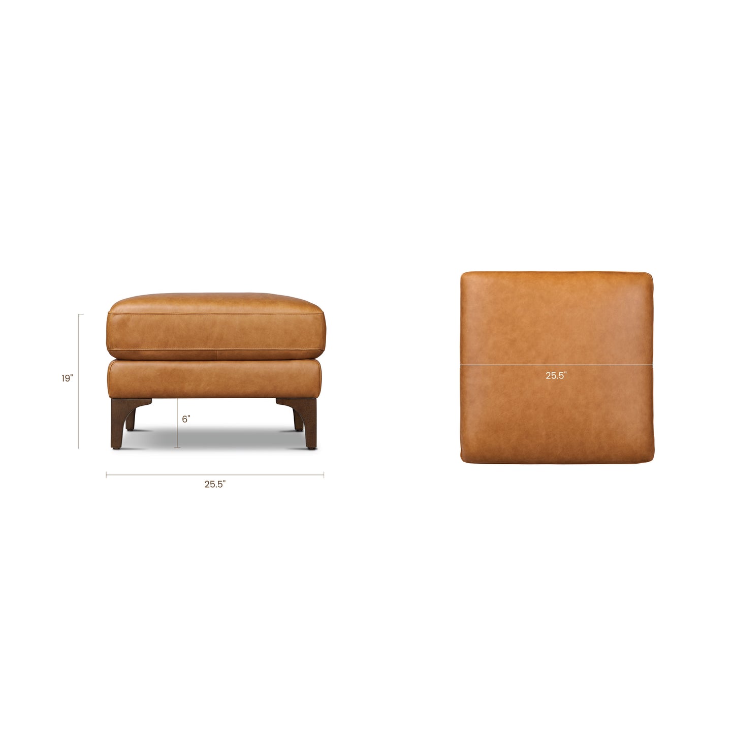 Sorrento Leather Ottoman | Cognac Tan