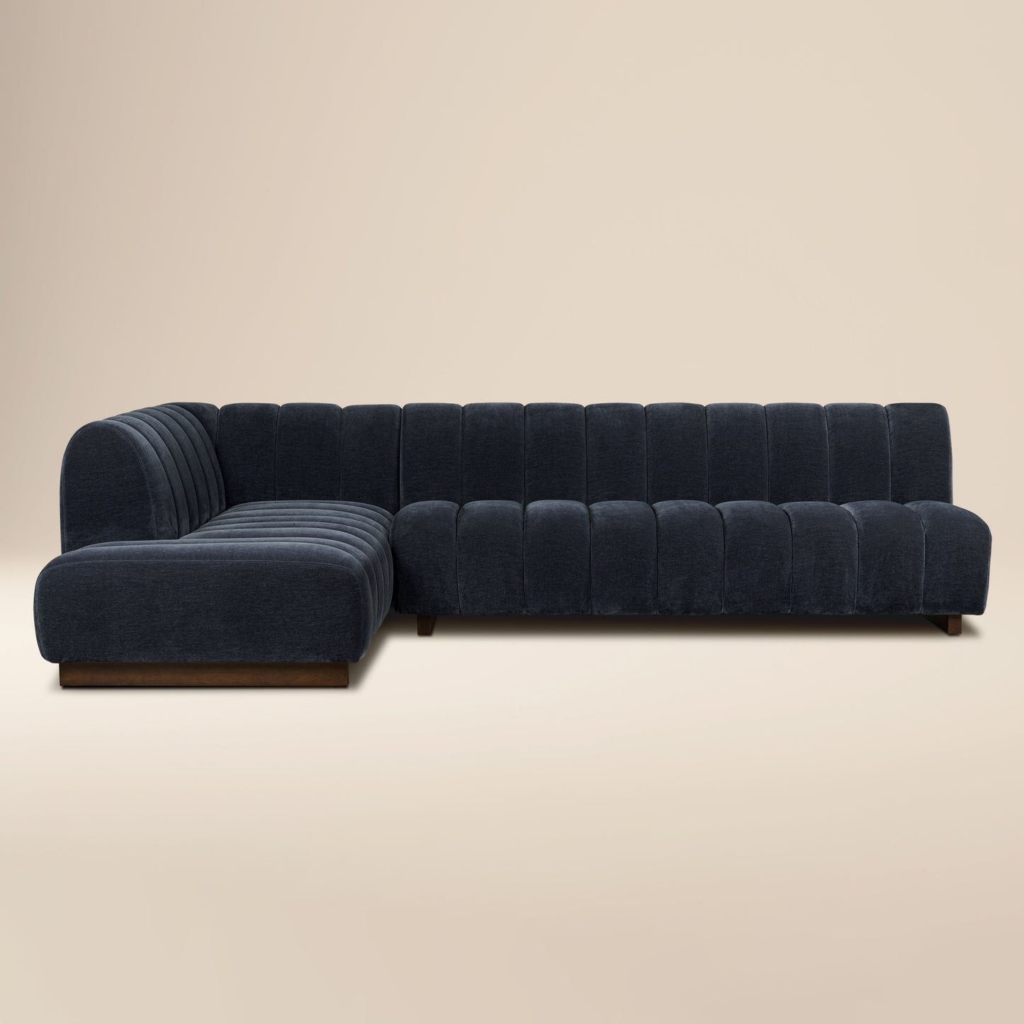 Pomona 125" Left-Facing Bumper Sectional | Mystic Blue