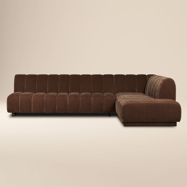 Pomona 125" Right-Facing Bumper Sectional | Bronzer Brown