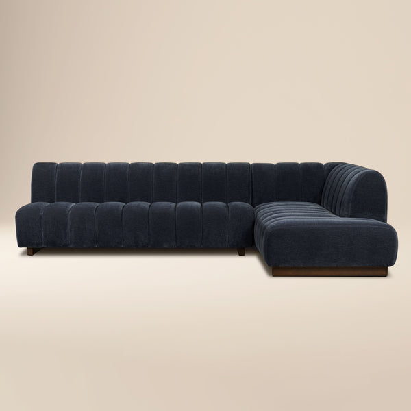 Pomona 125" Right-Facing Bumper Sectional | Mystic Blue