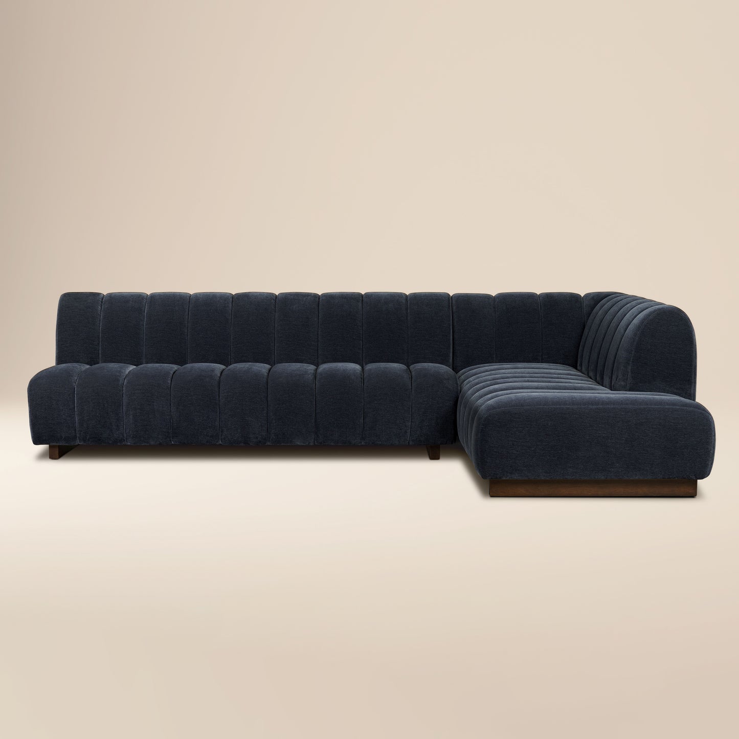 Pomona 125" Right-Facing Bumper Sectional | Mystic Blue