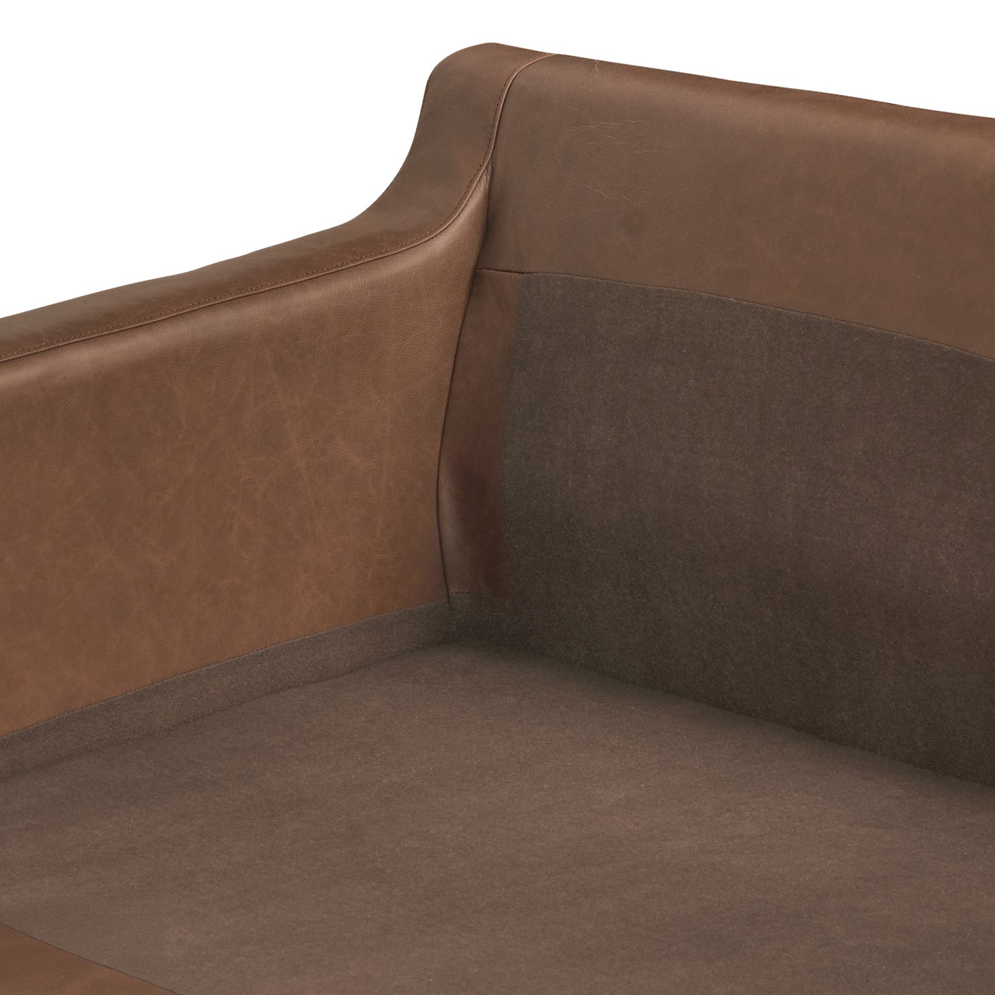 Sorrento 98" Leather L-Shaped Corner Sectional Sofa | Caramel Brown