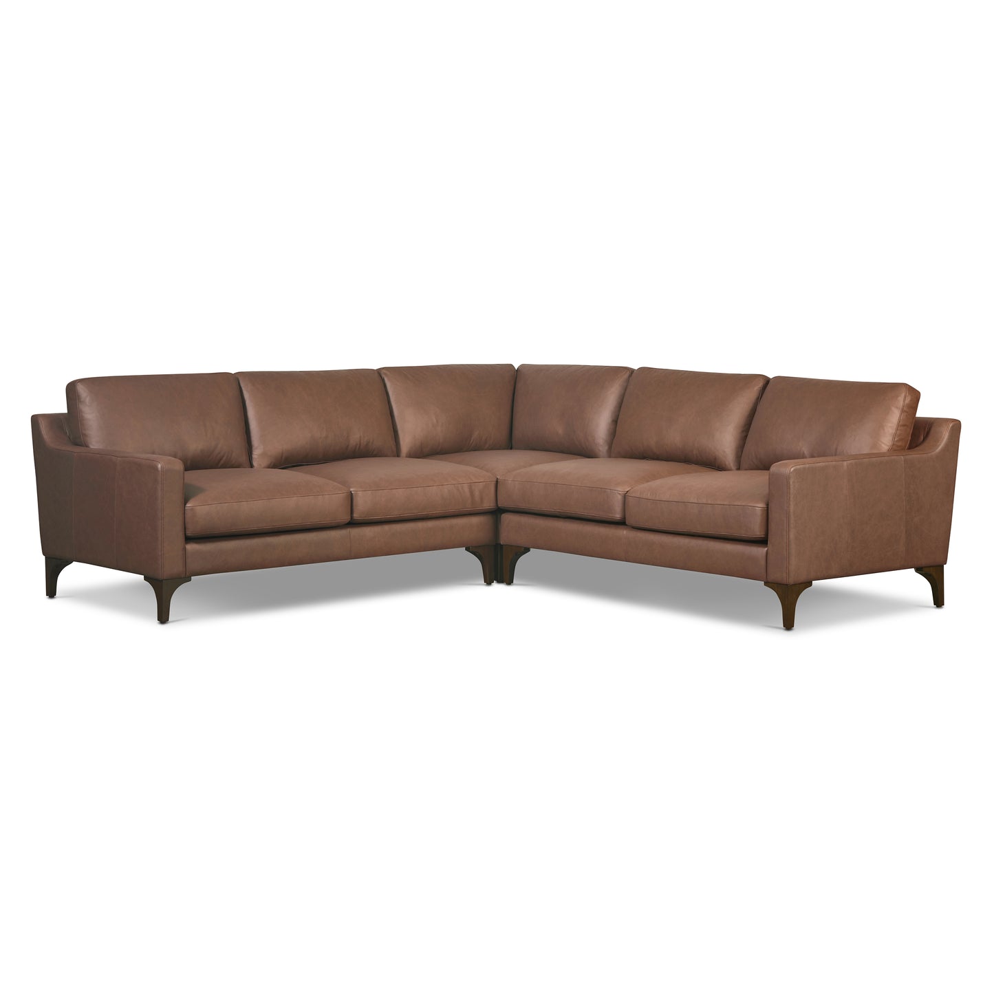 Sorrento 98" Leather L-Shaped Corner Sectional Sofa | Caramel Brown