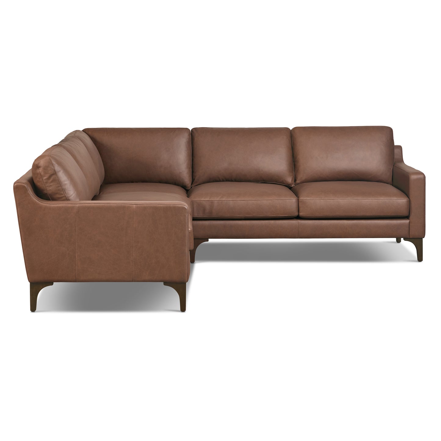 Sorrento 98" Leather L-Shaped Corner Sectional Sofa | Caramel Brown