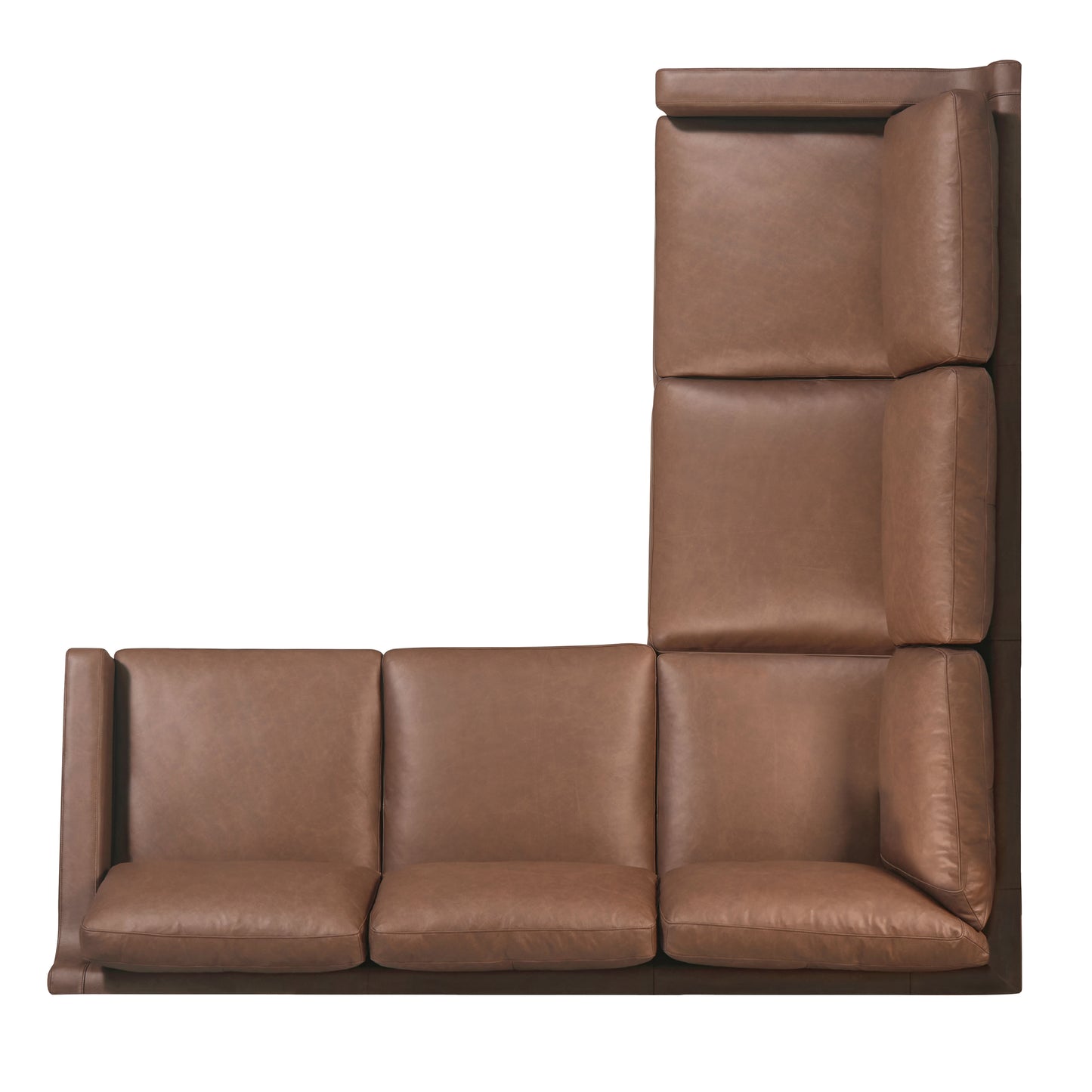 Sorrento 98" Leather L-Shaped Corner Sectional Sofa | Caramel Brown