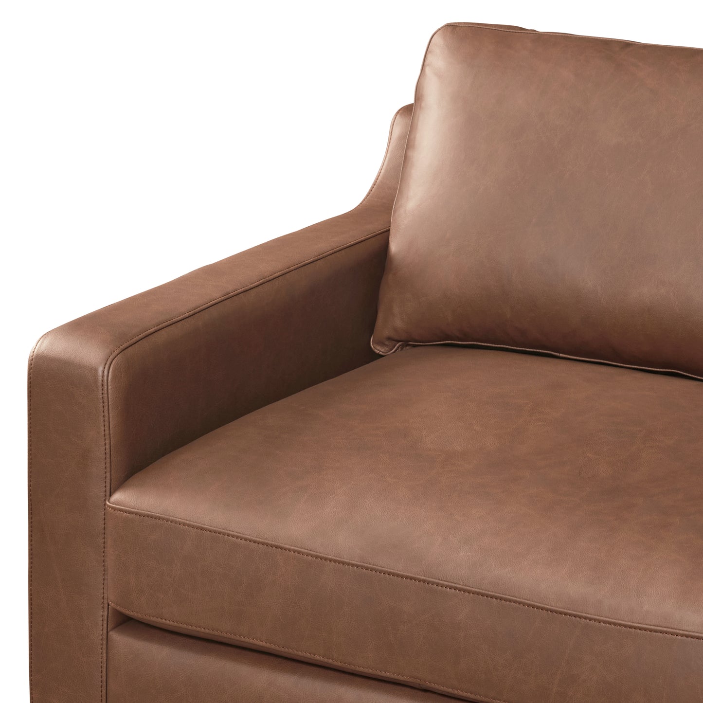 Sorrento 98" Leather L-Shaped Corner Sectional Sofa | Caramel Brown