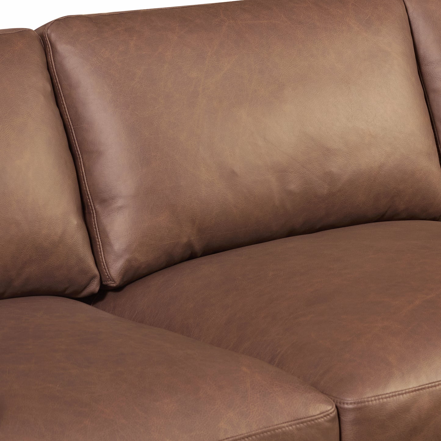 Sorrento 98" Leather L-Shaped Corner Sectional Sofa | Caramel Brown
