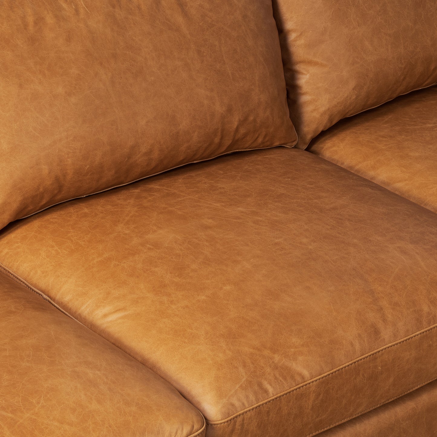 Sorrento 98" Leather L-Shaped Corner Sectional Sofa | Cognac Tan