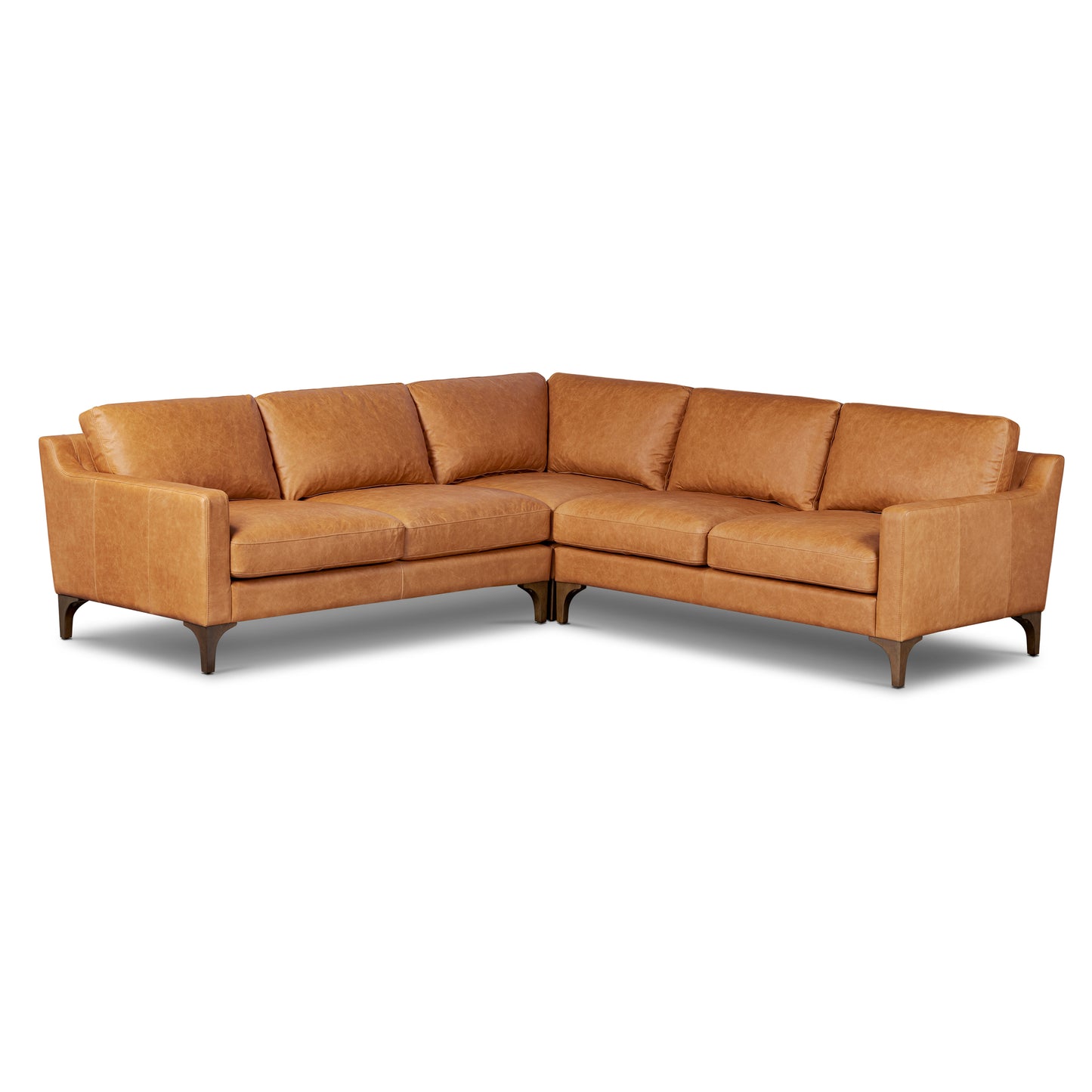Sorrento 98" Leather L-Shaped Corner Sectional Sofa | Cognac Tan