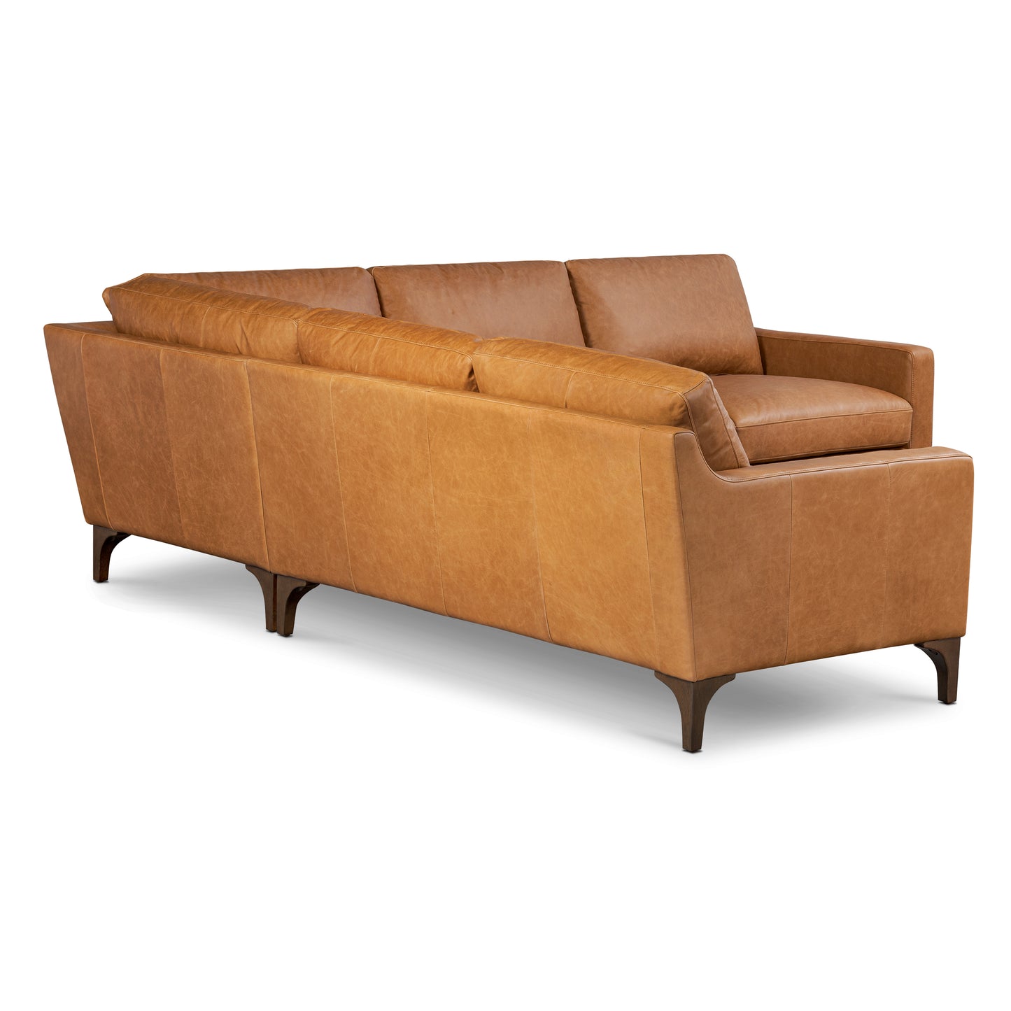 Sorrento 98" Leather L-Shaped Corner Sectional Sofa | Cognac Tan