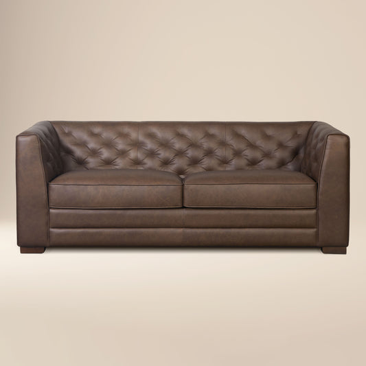 Essex 86" Leather Pull-Out Convertible Sleeper Sofa | Bridle Brown