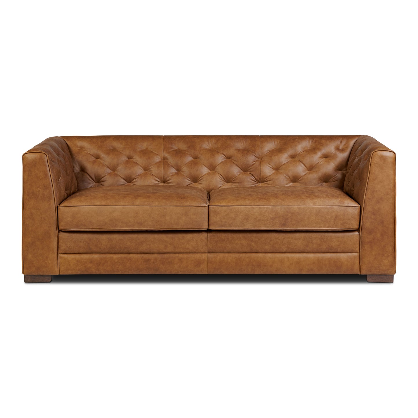 Essex 86" Leather Pull-Out Convertible Sleeper Sofa | Russet Tan