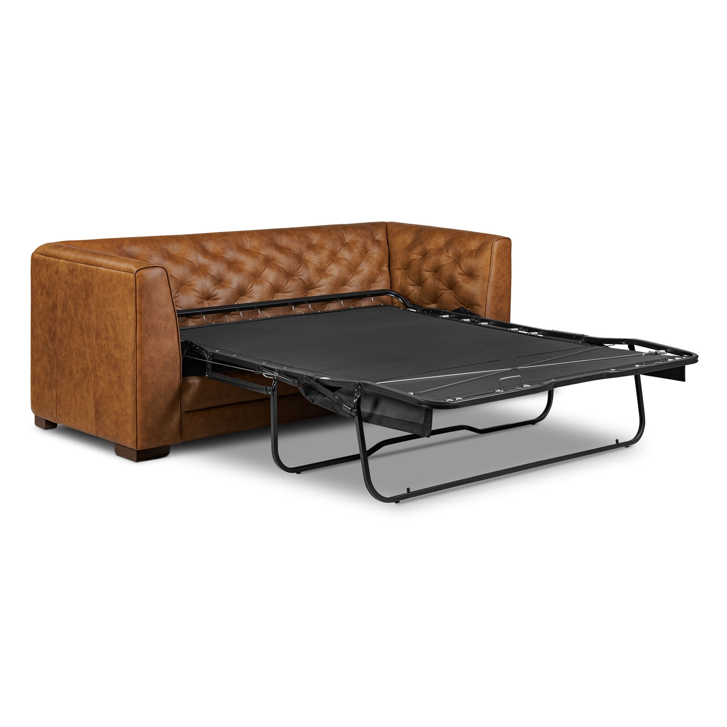 Essex 86" Leather Pull-Out Convertible Sleeper Sofa | Russet Tan