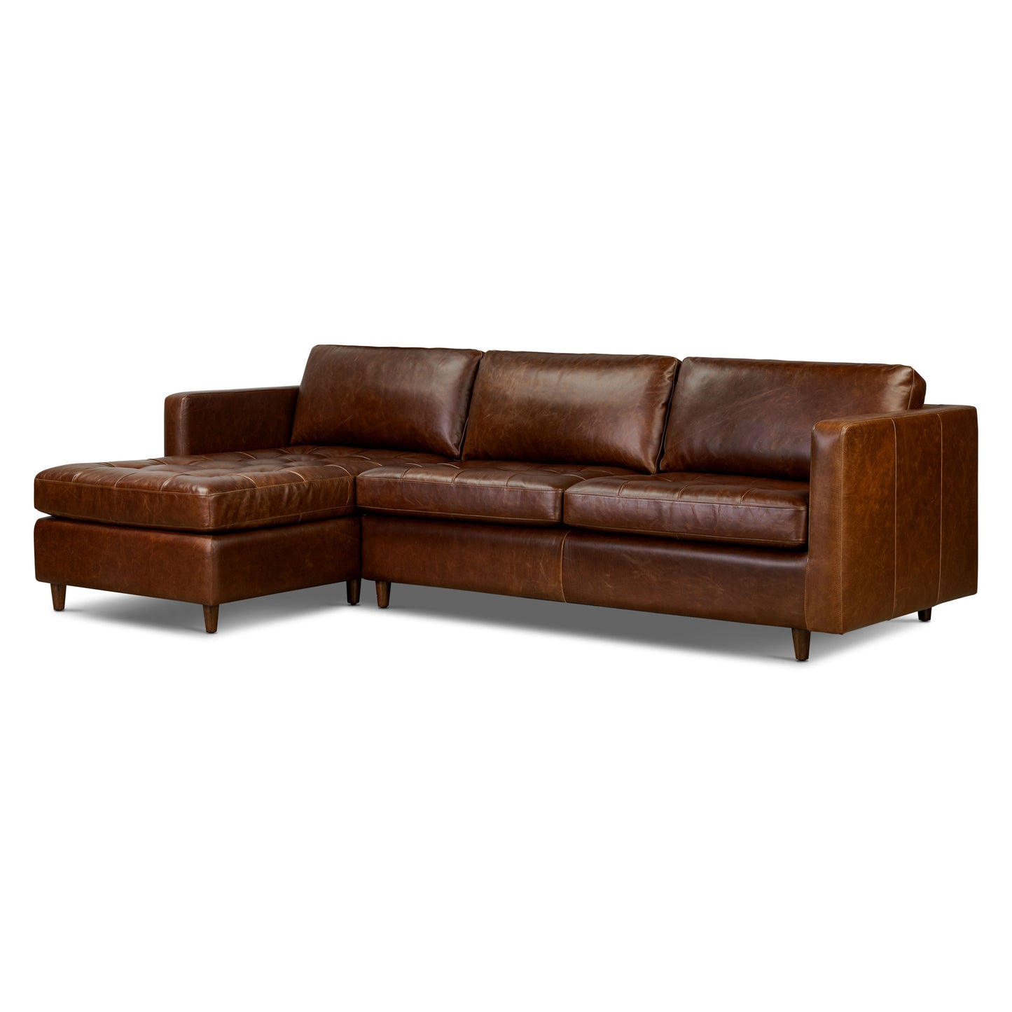 Napa 113.5" Leather Left-Facing Pull-Out Sleeper Sectional Sofa | Oscuro Brown