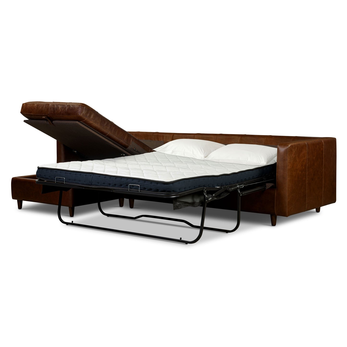 Napa 113.5" Leather Left-Facing Pull-Out Sleeper Sectional Sofa | Oscuro Brown