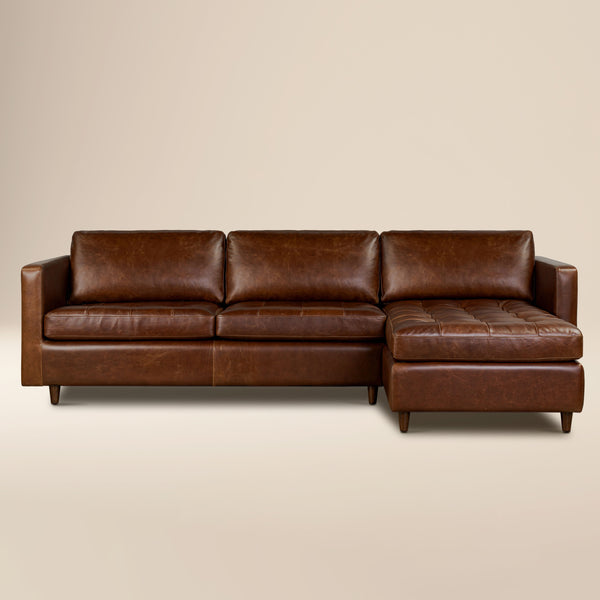 Napa 113.5" Leather Right-Facing Pull-Out Sleeper Sectional Sofa | Oscuro Brown