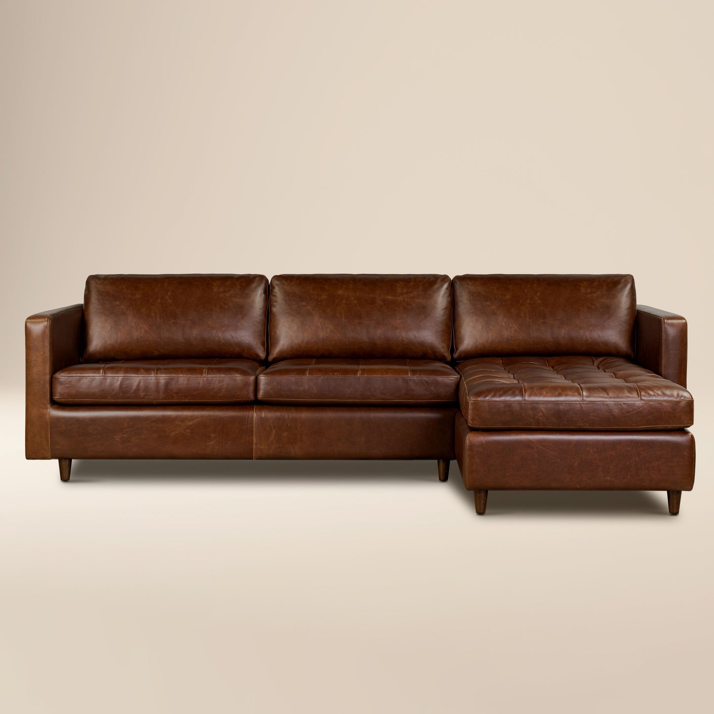 Napa 113.5" Leather Right-Facing Pull-Out Sleeper Sectional Sofa | Oscuro Brown
