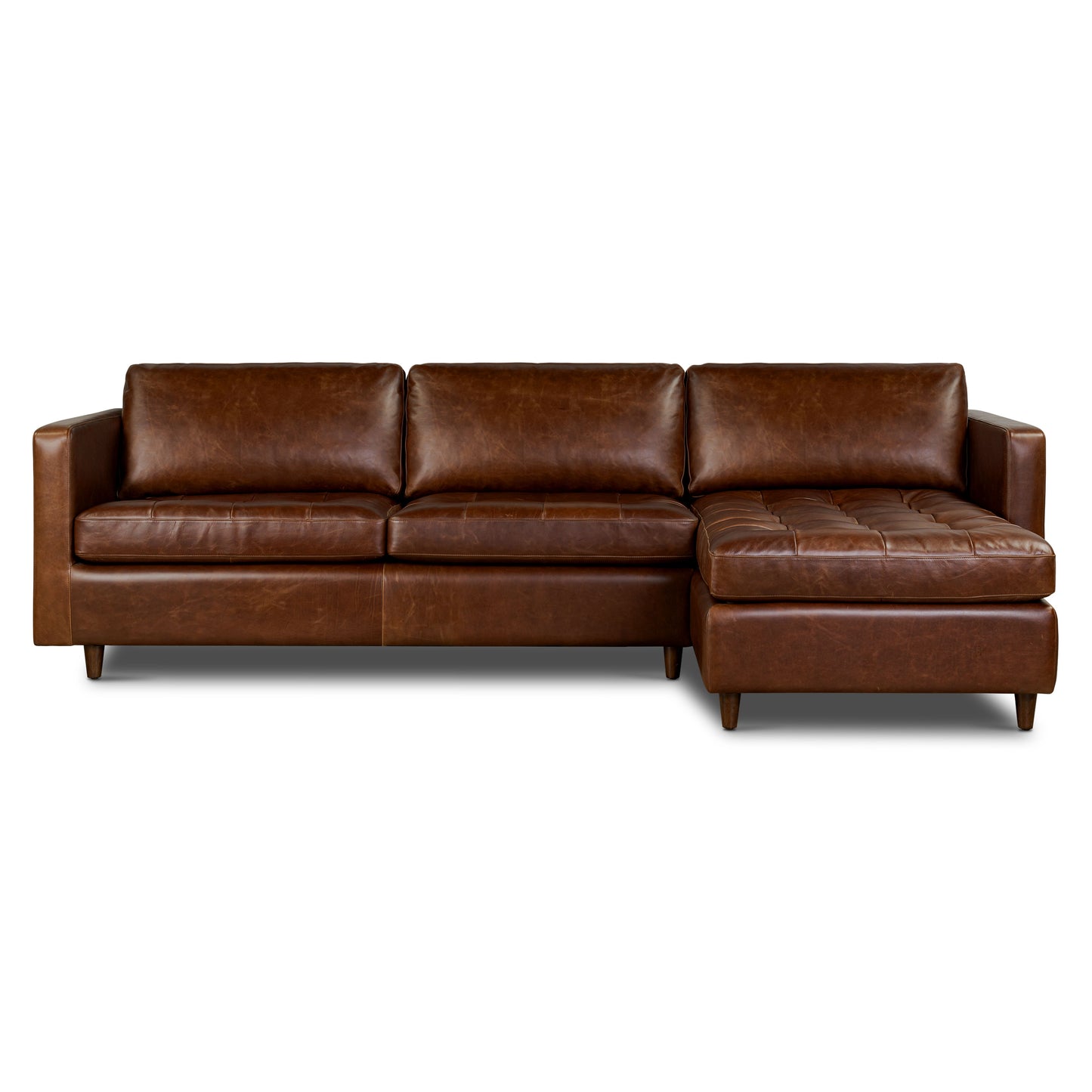 Napa 113.5" Leather Right-Facing Pull-Out Sleeper Sectional Sofa | Oscuro Brown