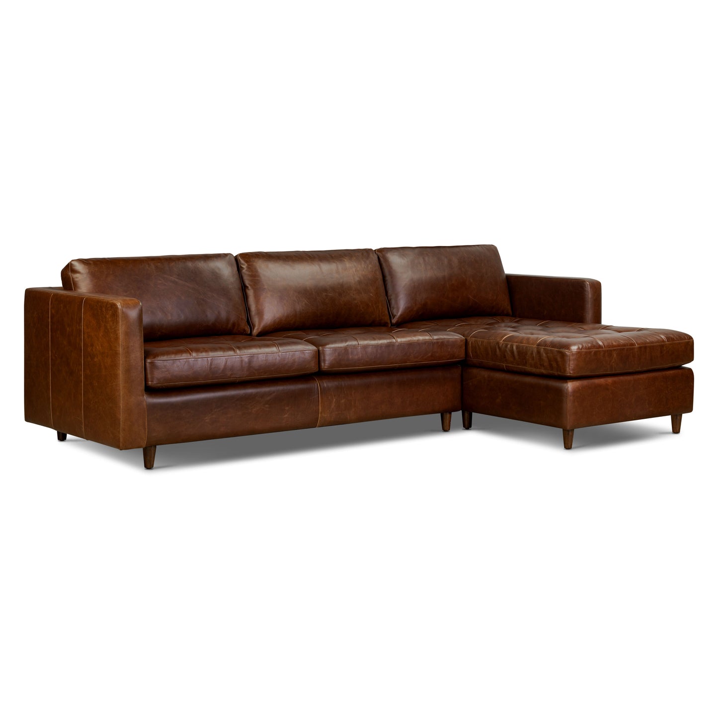 Napa 113.5" Leather Right-Facing Pull-Out Sleeper Sectional Sofa | Oscuro Brown