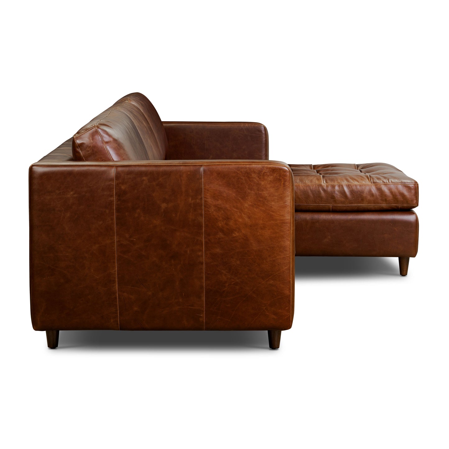 Napa 113.5" Leather Right-Facing Pull-Out Sleeper Sectional Sofa | Oscuro Brown