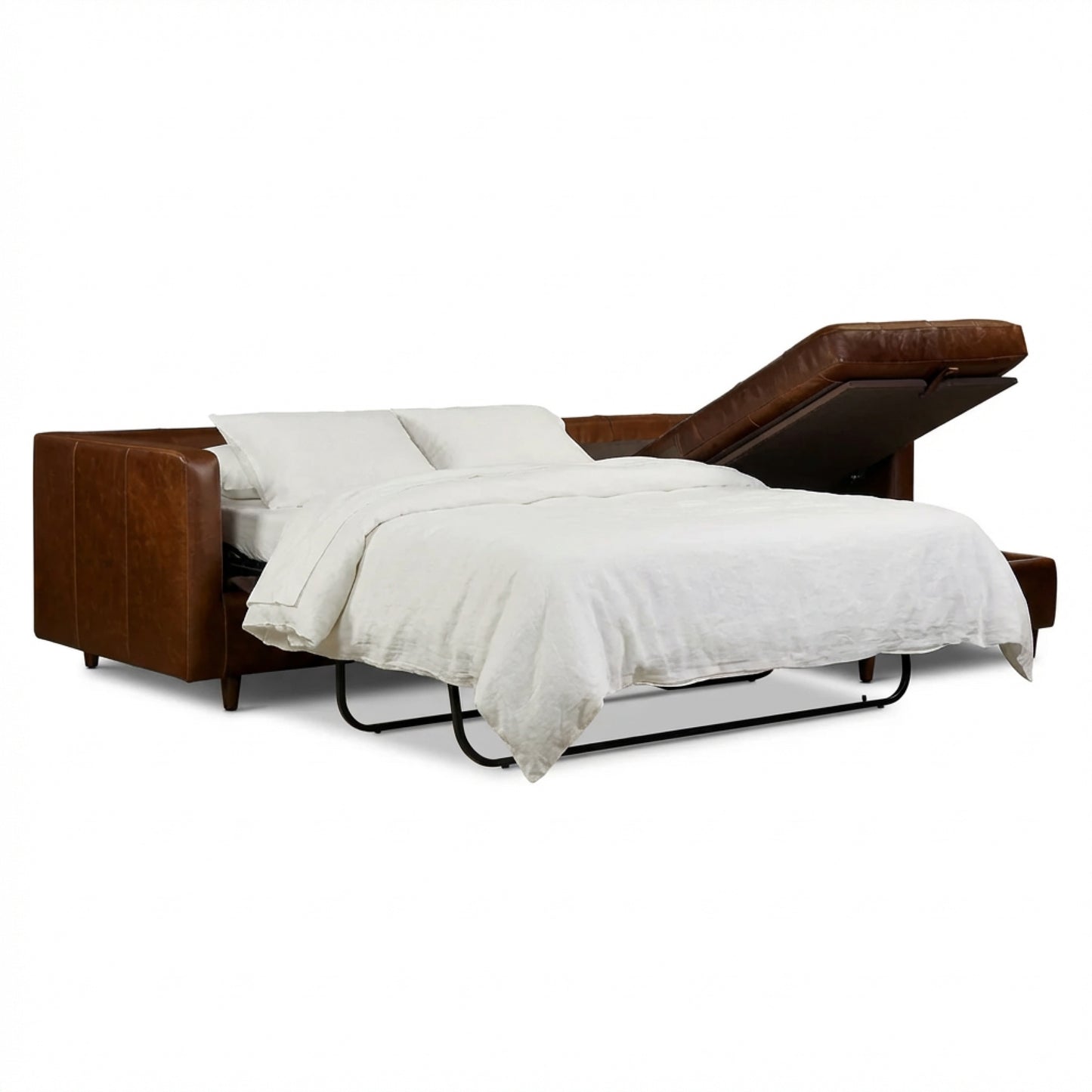 Napa 113.5" Leather Right-Facing Pull-Out Sleeper Sectional Sofa | Oscuro Brown