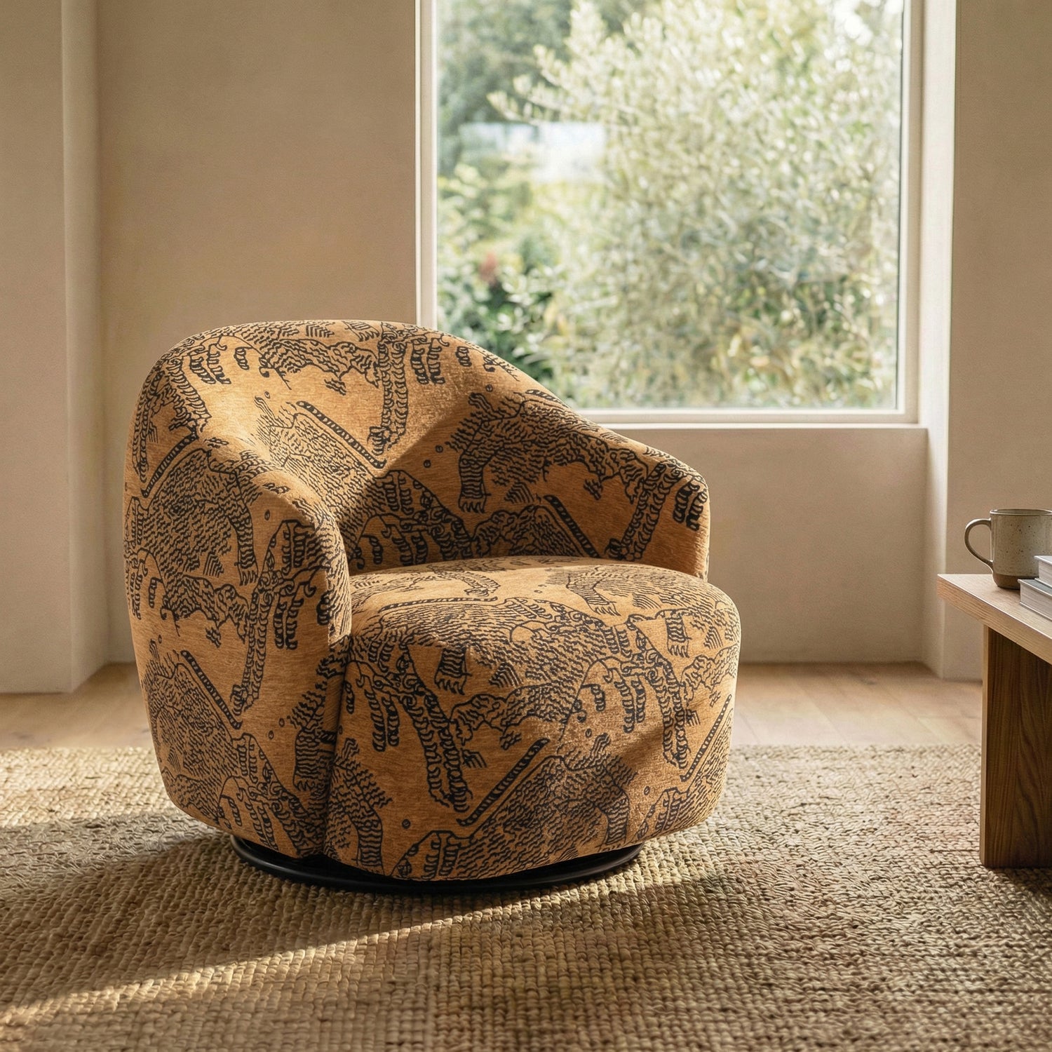 Petal Lounge Chair | Jacquard Brown 