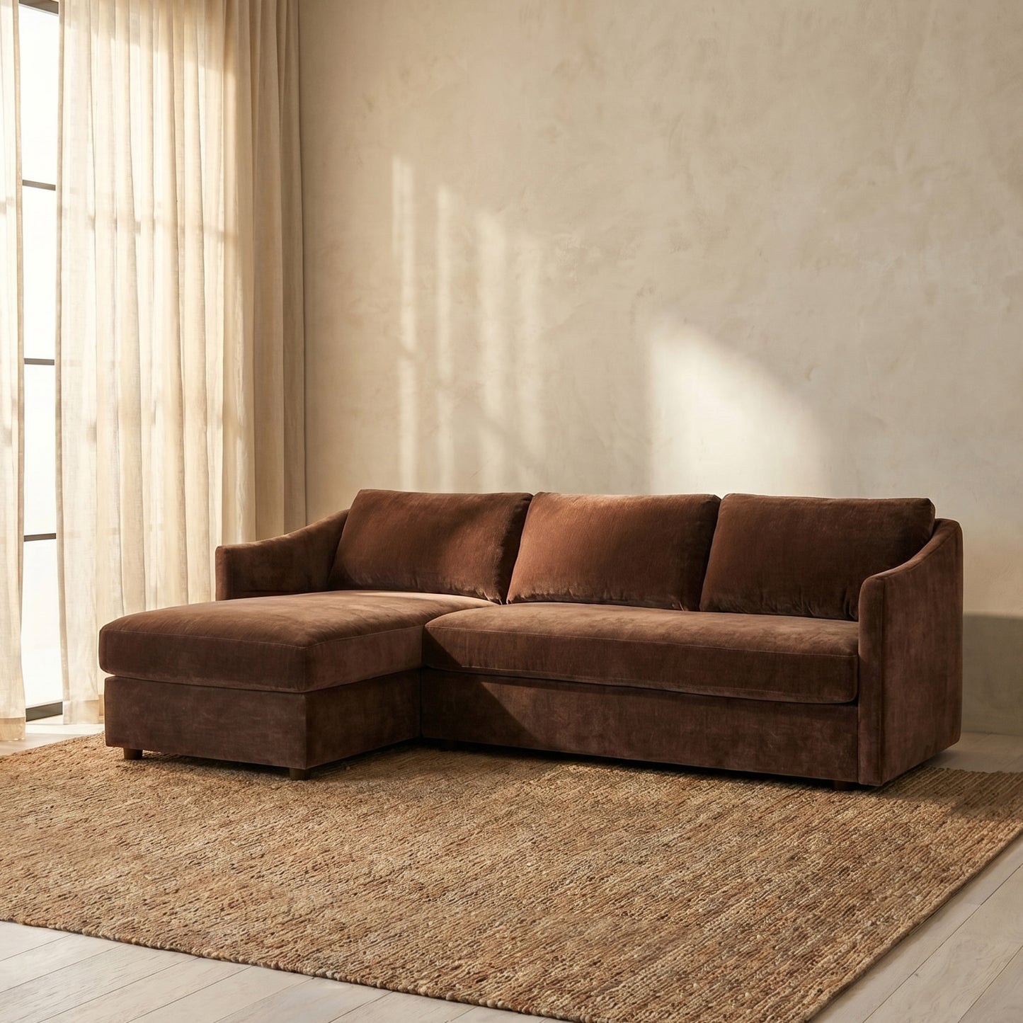 Nervan Reversible Chaise Sectional (105.5") | Bronzer Brown