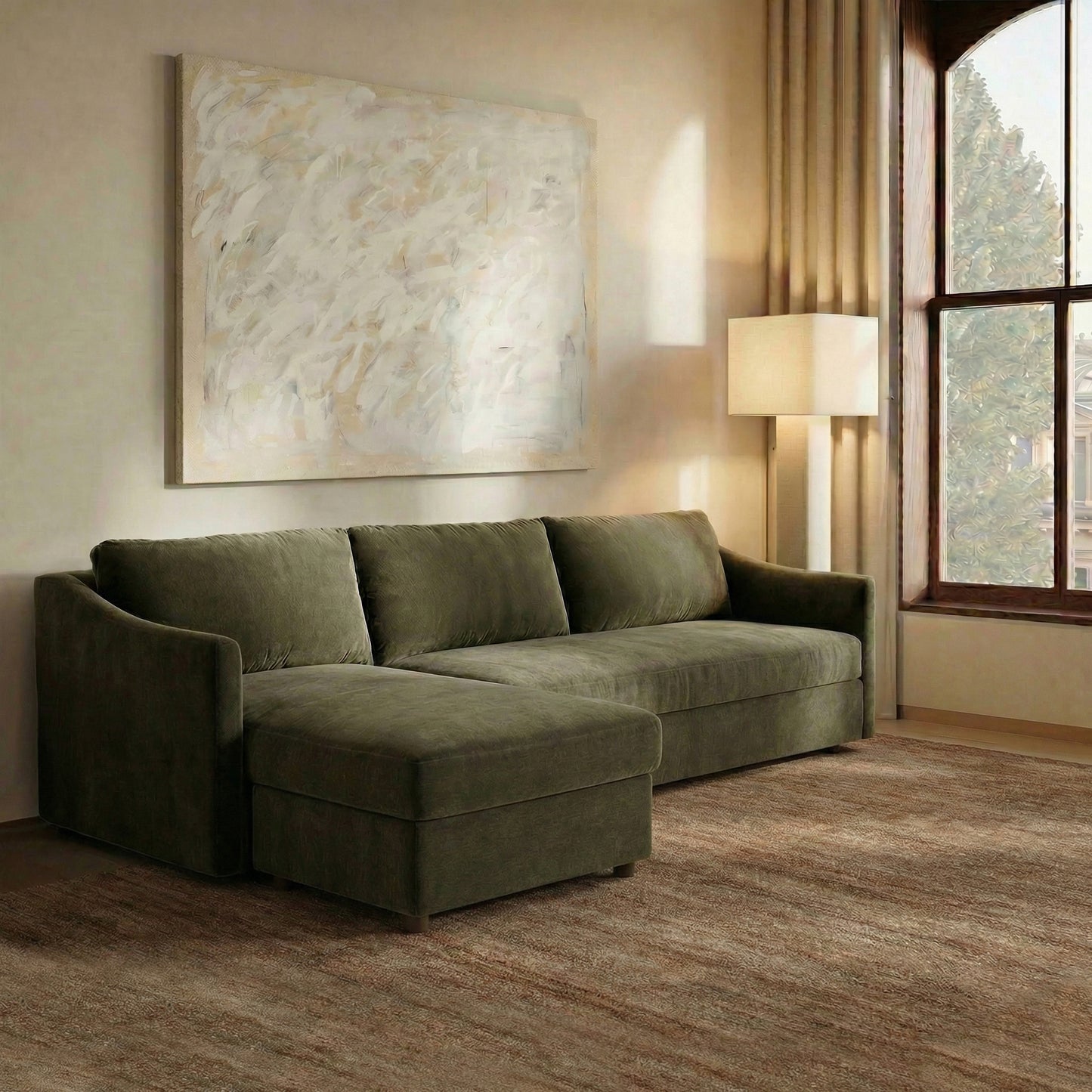 Nervan Reversible Chaise Sectional (105.5") | Lume Green