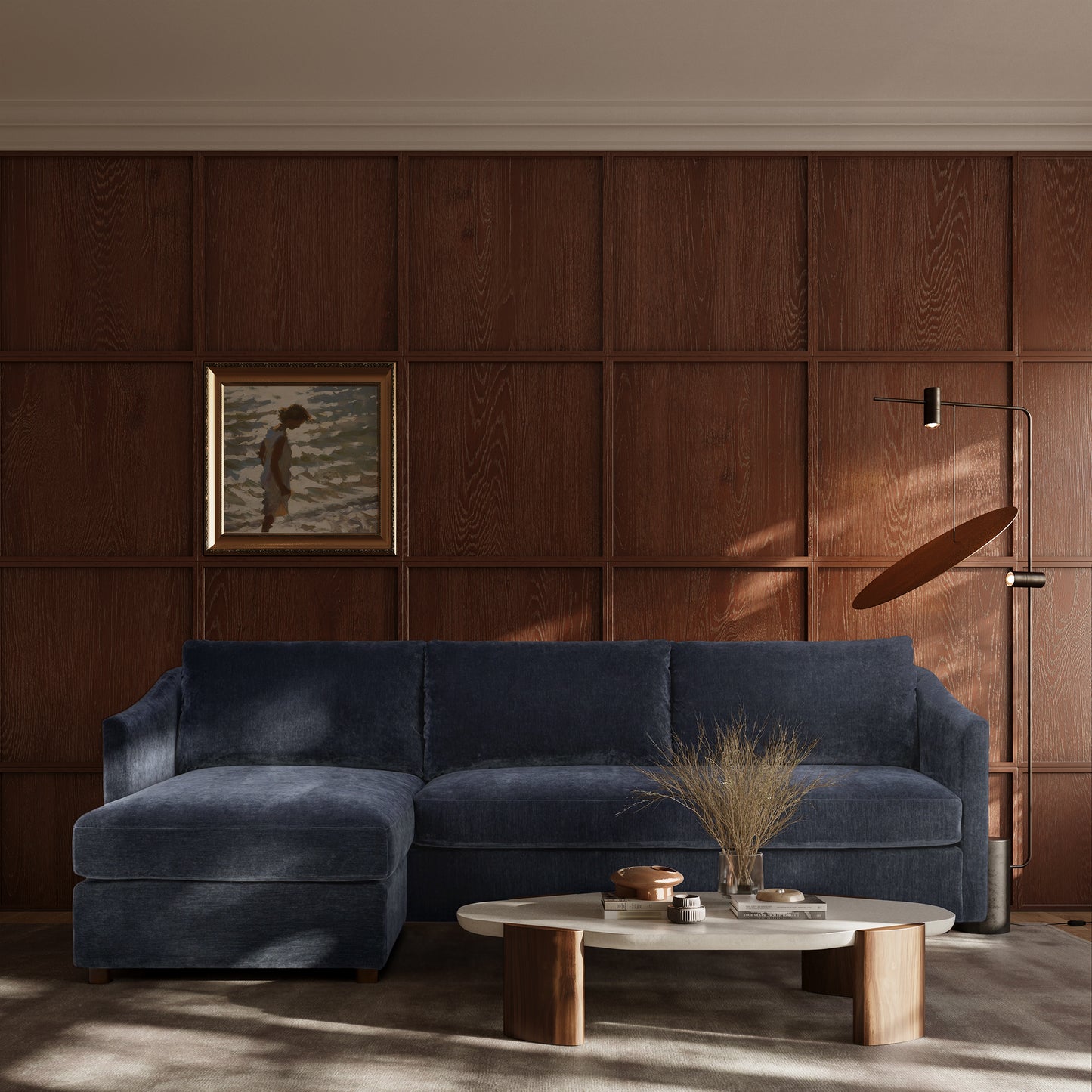 Nervan Reversible Chaise Sectional (105.5") - Mystic Blue
