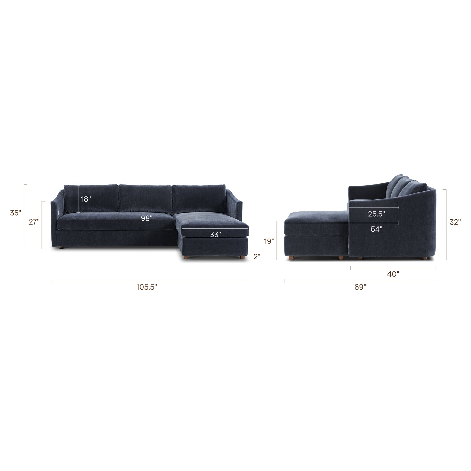 Nervan Reversible Chaise Sectional (105.5