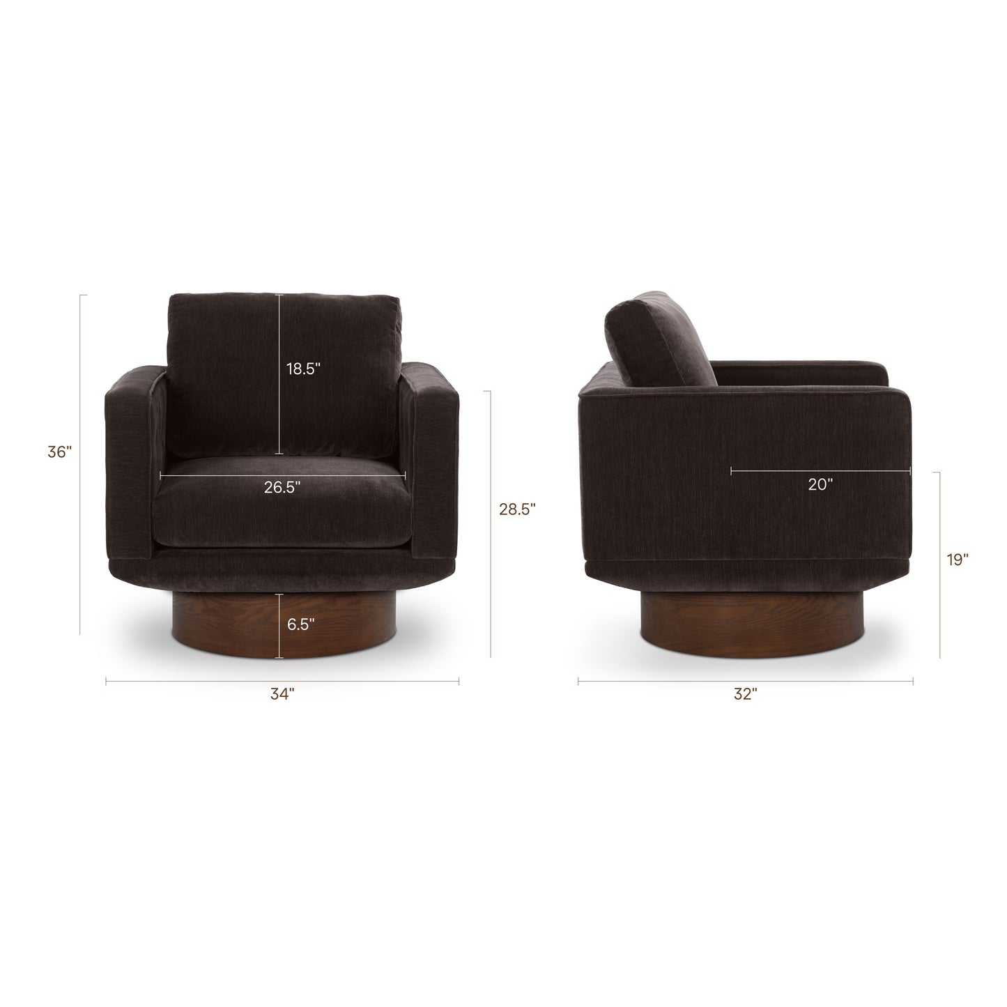 Nera Swivel Lounge Chair | Ganache Brown