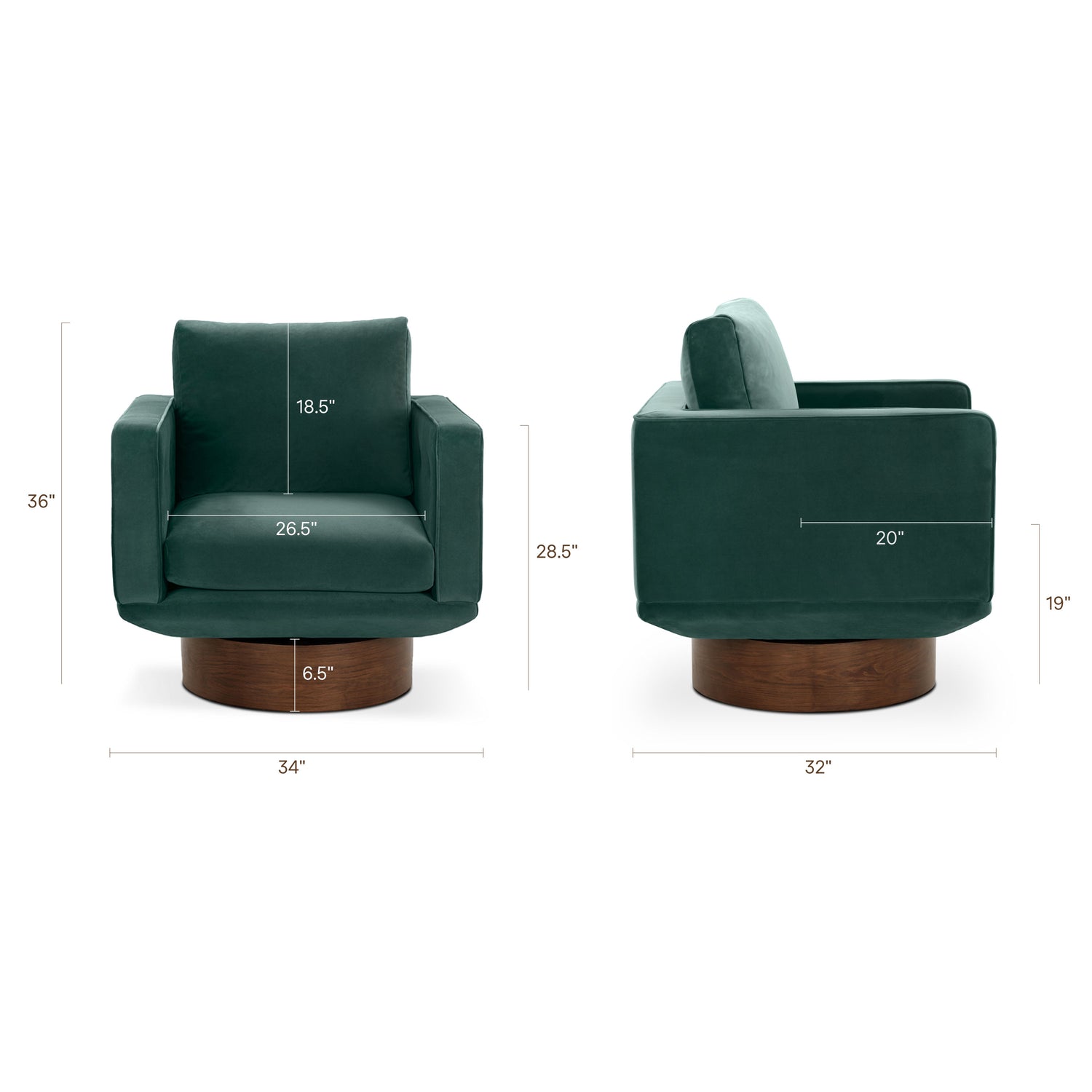 Nera Swivel Lounge Chair | Shadow Teal 