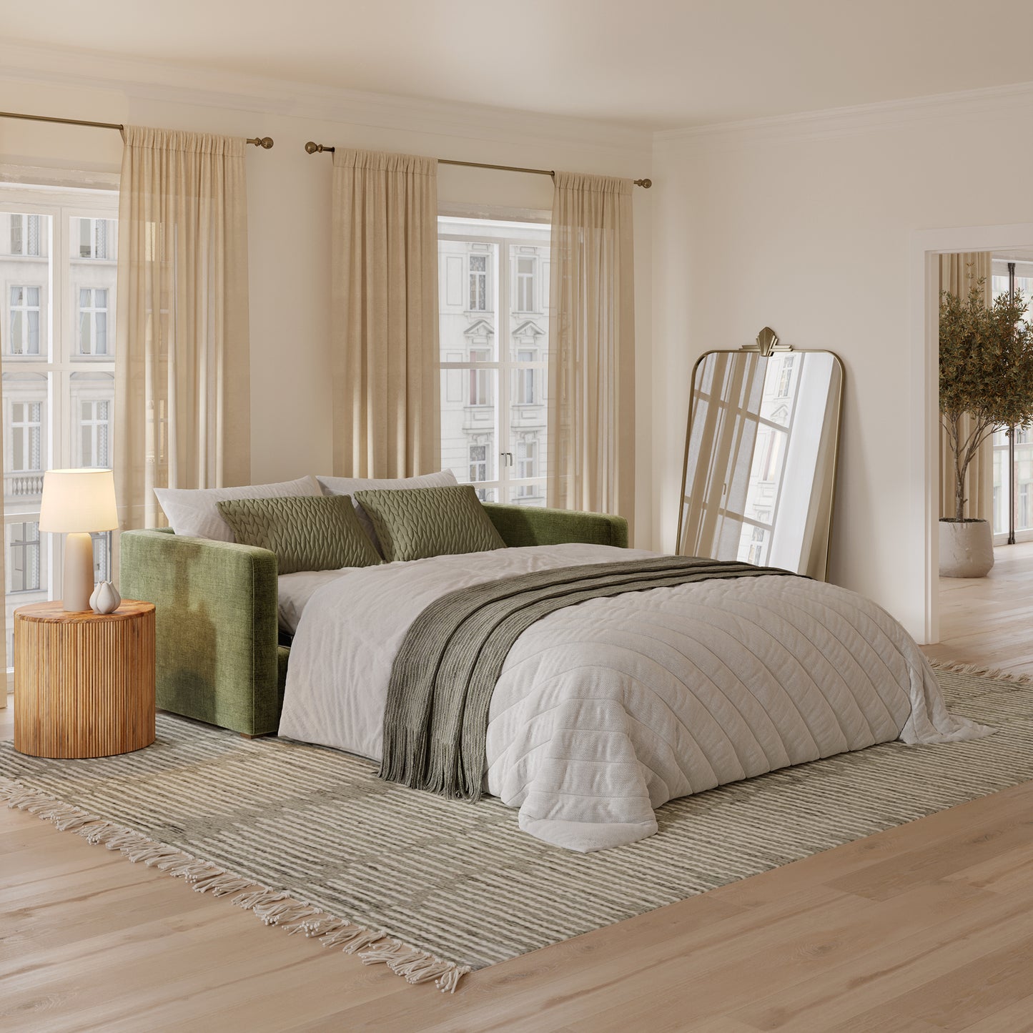 Napa 82" Pull-Out Sofa Bed | Distressed Green