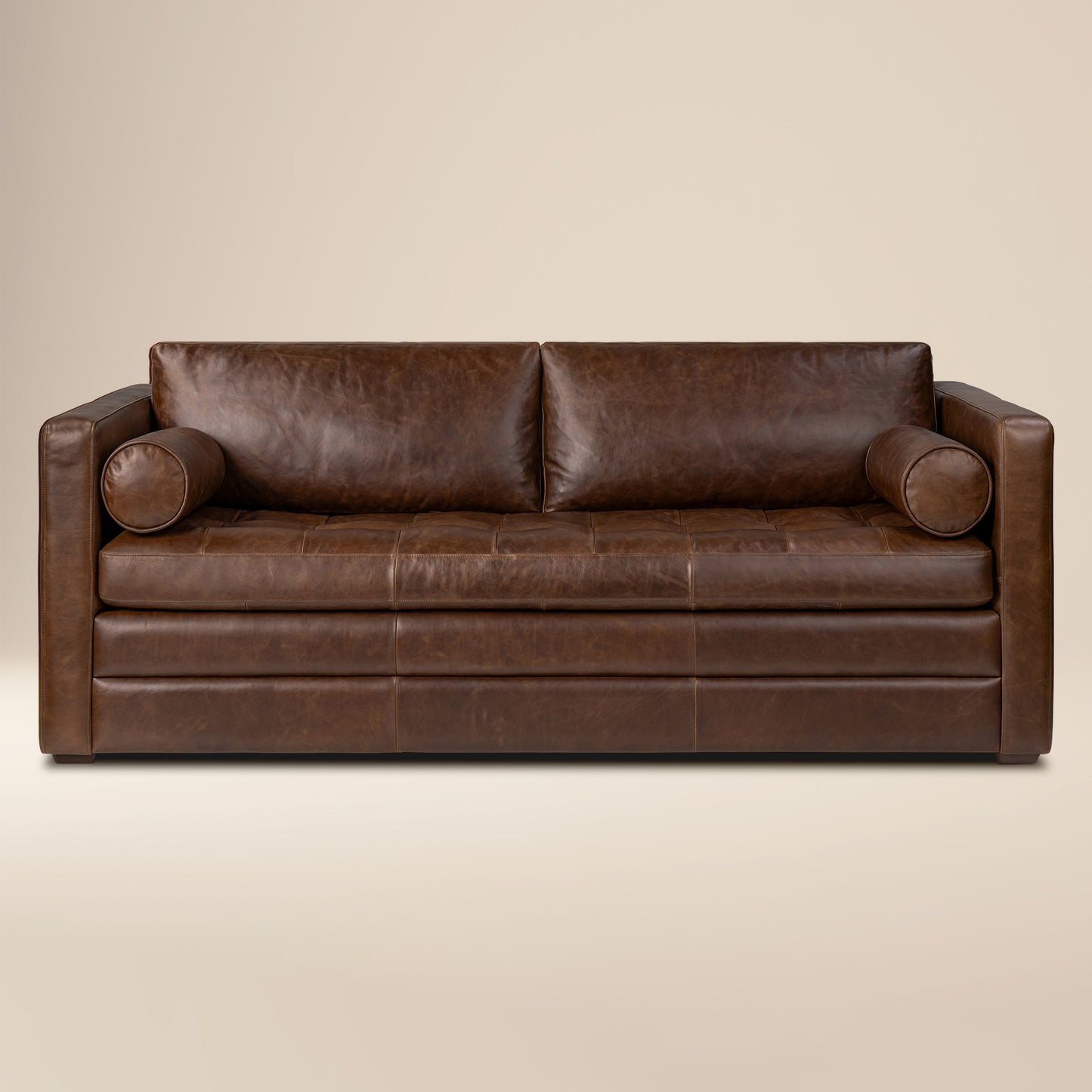 Napa 82" Leather Pull-Out Convertible Sleeper Sofa | Chocolate Brown