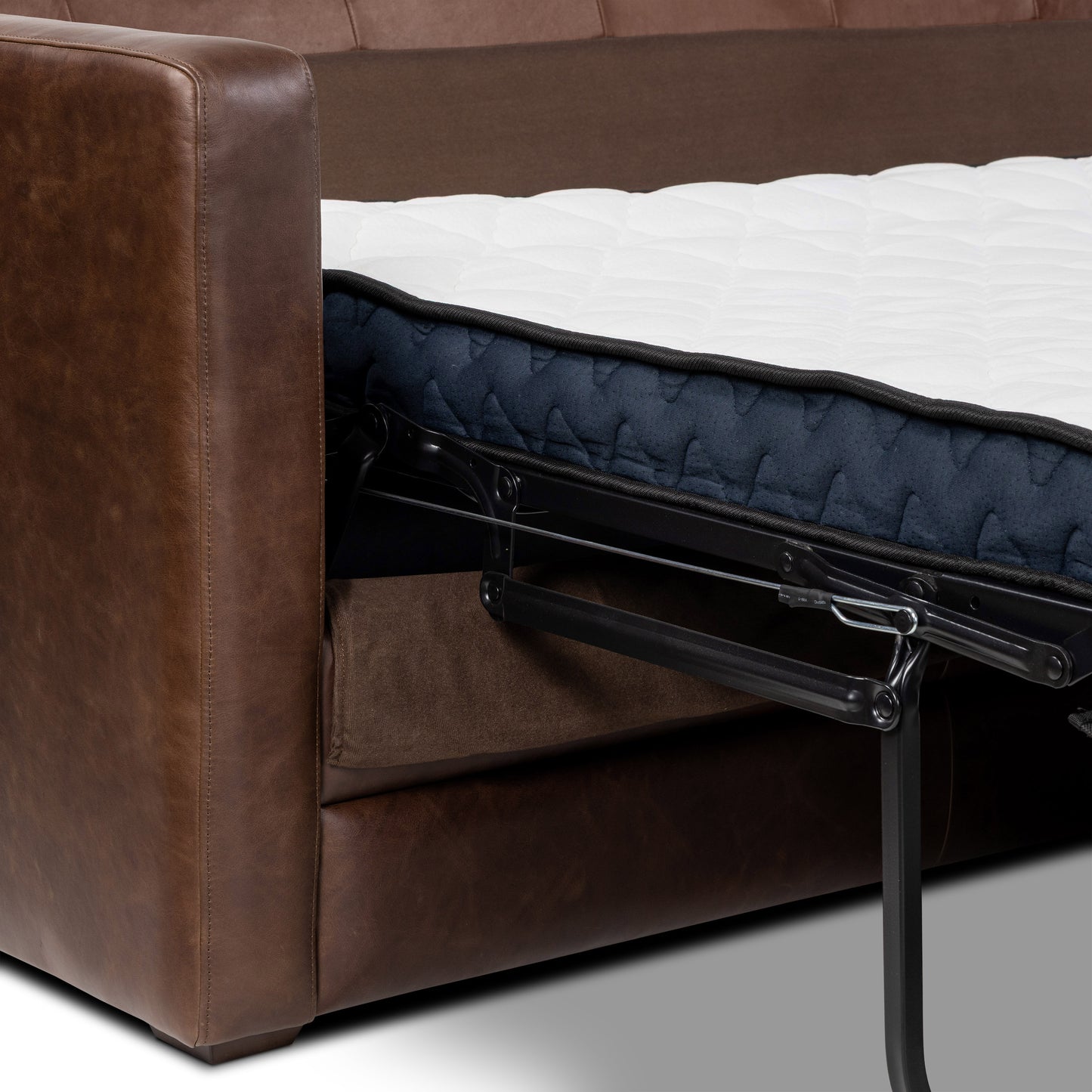 Napa 82" Leather Pull-Out Convertible Sleeper Sofa | Chocolate Brown