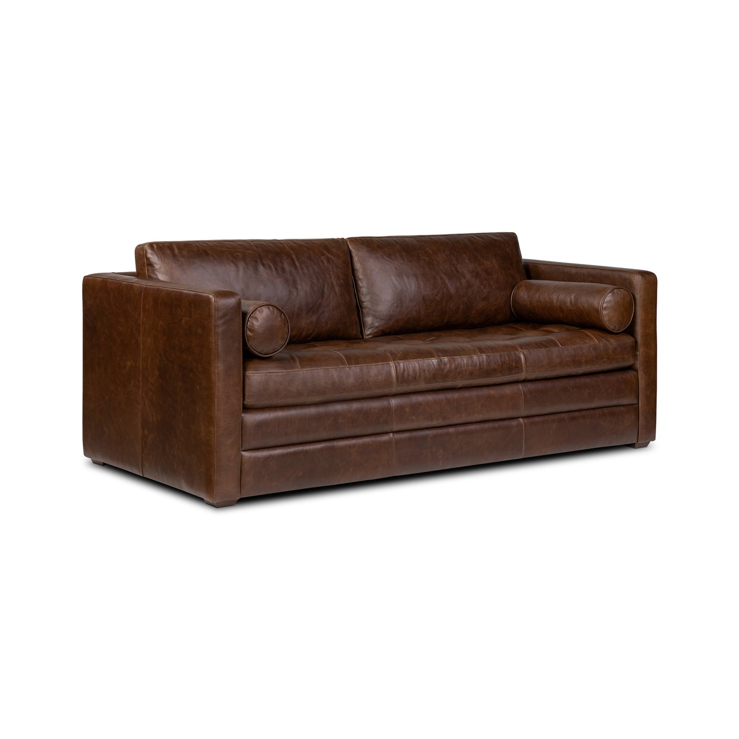Napa 82" Leather Pull-Out Convertible Sleeper Sofa | Chocolate Brown
