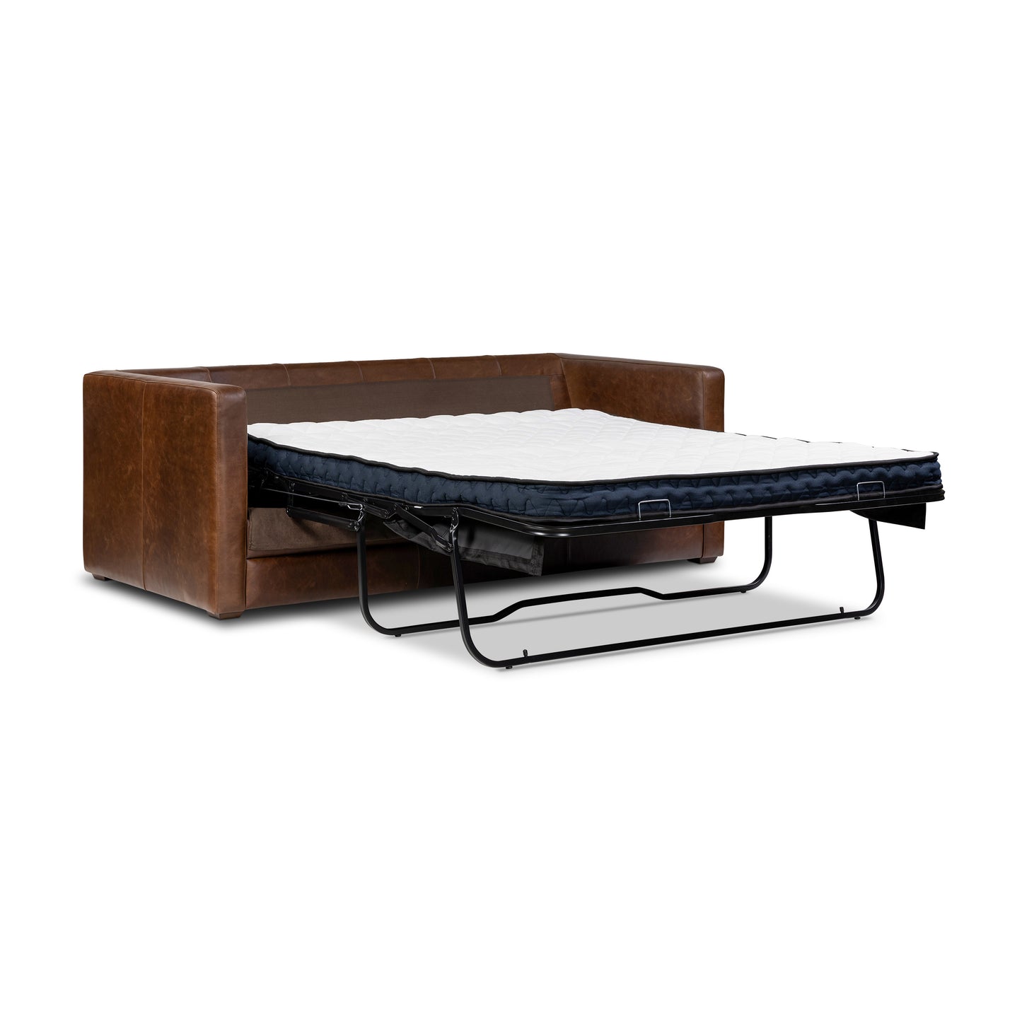 Napa 82" Leather Pull-Out Convertible Sleeper Sofa | Chocolate Brown