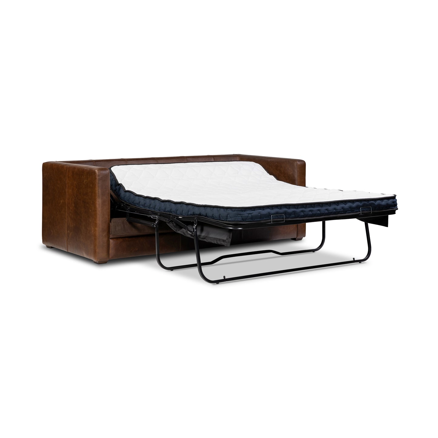 Napa 82" Leather Pull-Out Convertible Sleeper Sofa | Chocolate Brown